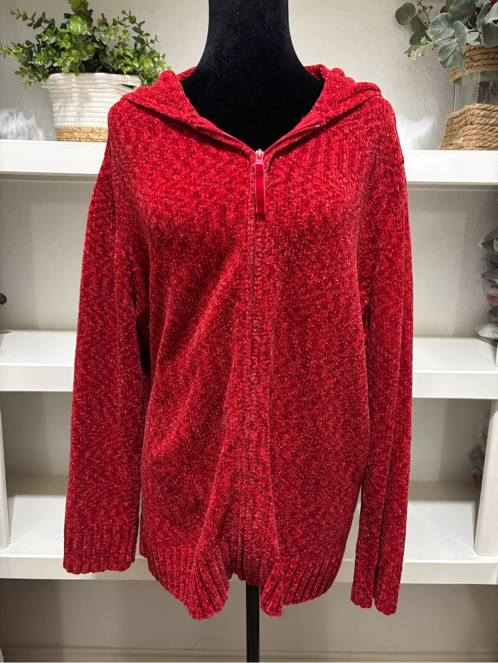 White Stag Hooded Zip Cardigan in Red